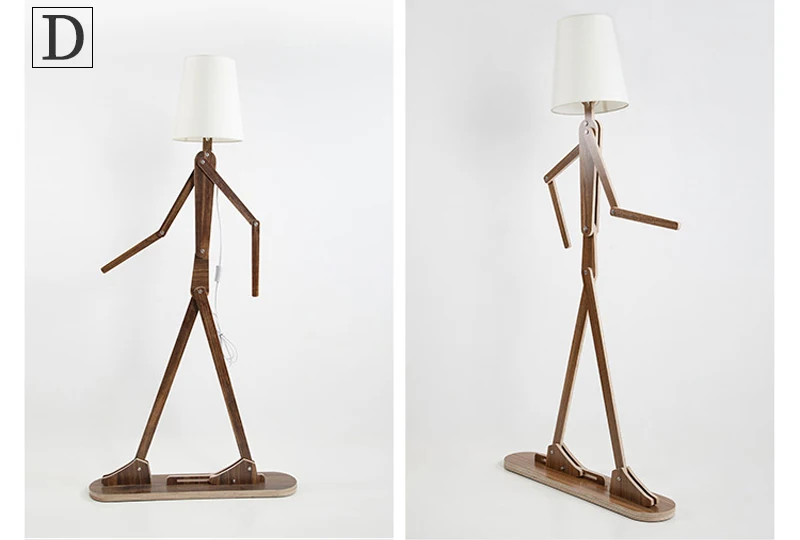 Creative Human Figure Floor Lamps Wooden Log Fabric Stand Light Living Room Bedside Piano Lighting Nordic E27 Standing Lights (15)