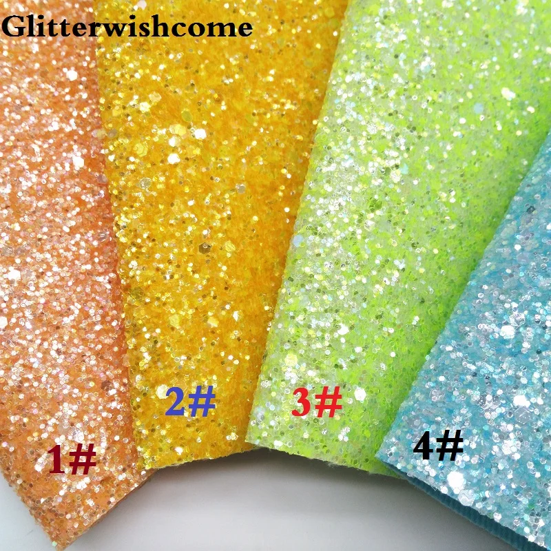 Синтетическая кожа Glitterwishcome 21 х29 см Размер A4 подкладка в одном цвете крупная с