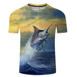 Лучшие тунца HD Мужская футболка рыболов забавная рыба уличный стиль Солнечный мальчик 3D Футболка Модные Для мужчин Для женщин Летняя