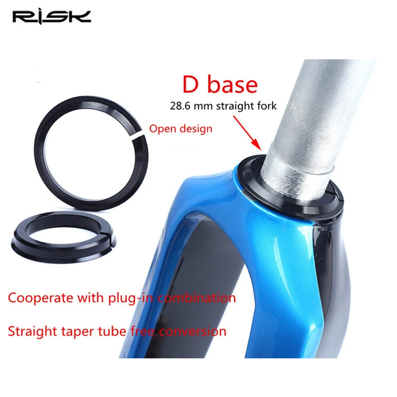 Risk 41.8-52mm Bicycle Headset Base MTB Road Bike Front Fork Base Spacer Crown Race for 28.6mm Straight Fork / 1.5 Tapered Fork