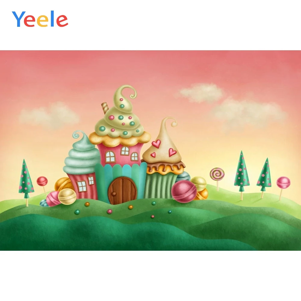 

Yeele Vinyl Cartoon Ice Cream Castle Children Birthday Party Photography Background Baby Photographic Backdrop Photo Studio