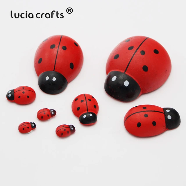 20PCS Mini Red Wood Ladybug Stickers DIY Scrapbooking Children