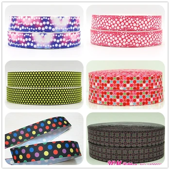 

Q&N ribbon 7/8inch 22mm 2016 second new design-colorful dots on grosgrain ribbons 50yards/roll for headband bows