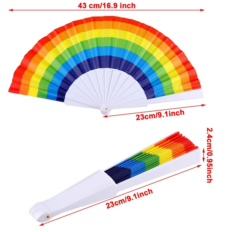 12 шт. радужные вентиляторы радужные складные вентиляторы красочные ручные веера летние аксессуары для радужных вечерние украшения - Цвет: Multi-Colored