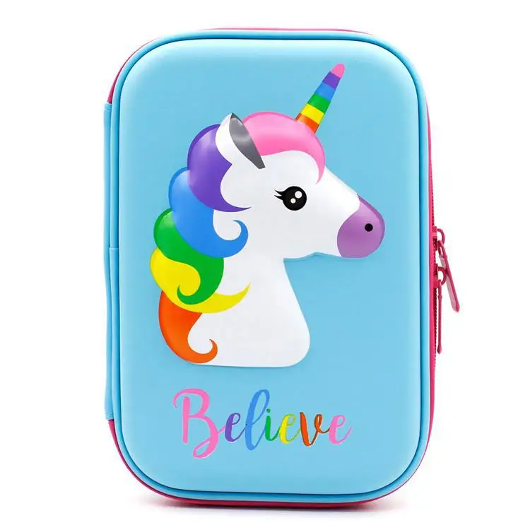 EVA большая емкость коробка Lapices Единорог школа мультфильм канцелярские сумки для детей большая емкость Детская безопасность нетоксичный высокое качество - Цвет: sky blue Unicorn