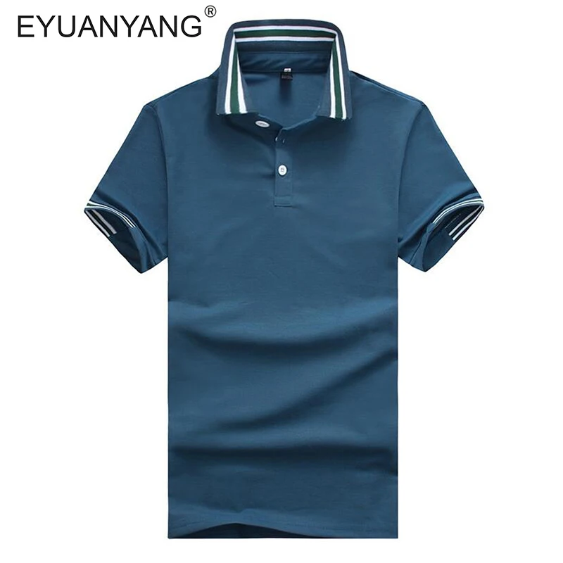 

EYUANYANG T Shirt Men Summer New Turn-Down Collar Striped T-Shirt Short Sleeve Men'S Simple Solid Color Tshirt Brand Casual Tees