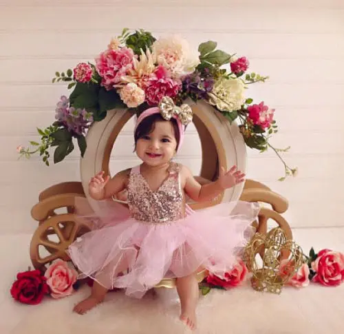 

Summer Toddler Baby Girls Clothing Sequins Princess Romper Lace Party Tutu Flower Jumpsuit +Headband 2pcs Sunsuit Clothing