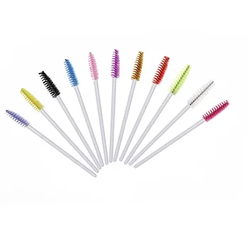 

1000Pcs Disposable Eyelash Brush Mascara Wands Applicator Eye Lashes Extention Cosmetic Brushes White Handle And Rose Red Head