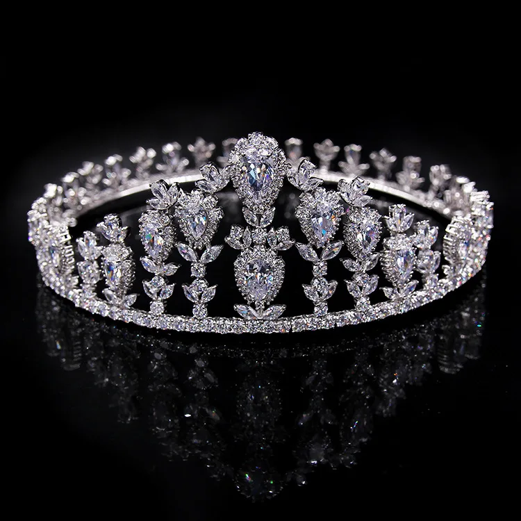 

2018 New Big European Bride Wedding Crown Silver Plated Austrian Crystal Large Queen Crown Wedding Hair Accessories