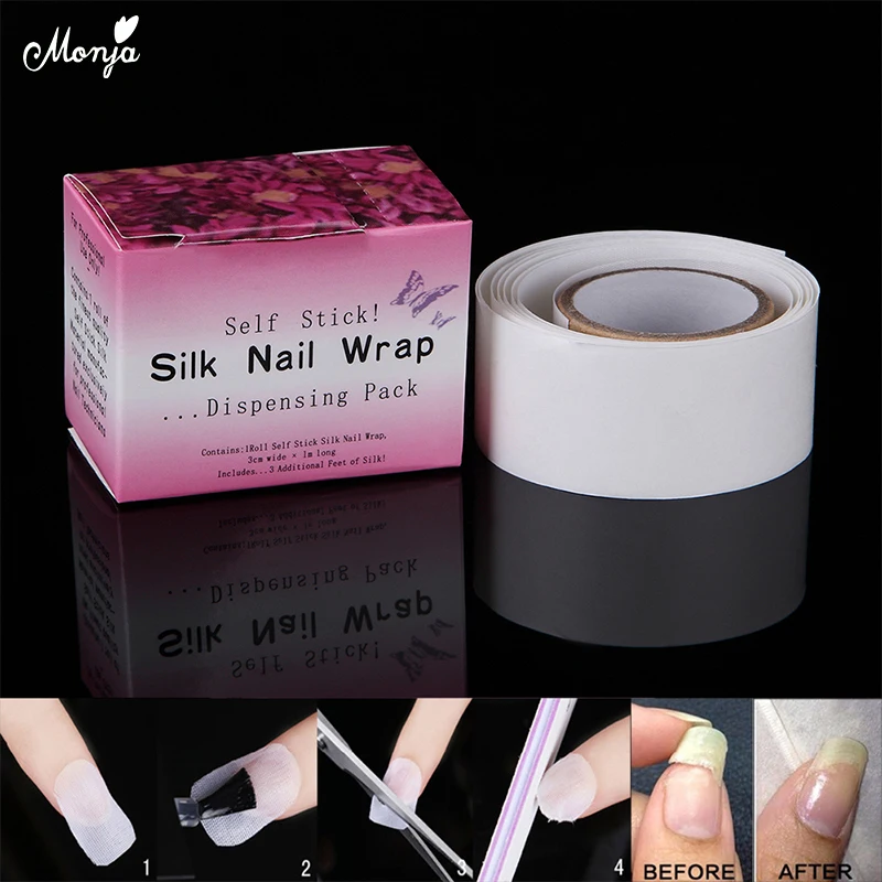 

Monja Nail Art Fiberglass Strong Protect Finger Silk Nail Wrap Self Adhesive Reinforce Extension Guide Sticker Manicure Tool