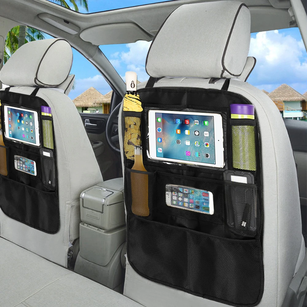 ODOMY Car Seat Back Rear Organiser Storage Bag Protector Seats Hanging Holder Kick Mat Auto