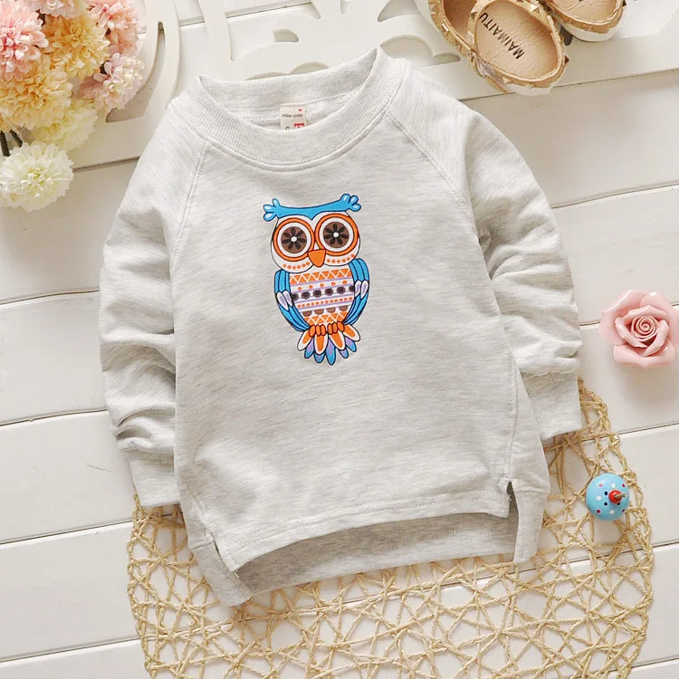 

4pcs high quality 2016 Summer Style Cartoon owl long Sleeve T Shirt Tees Clothes for Boy girl Children t shirts