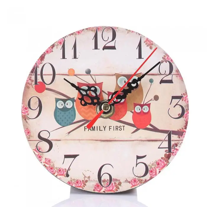 Домашний декор DIY круглые Настенные часы имитация дерева с принтом совы ретро-часы для гостиной, спальни, офиса, дома, декоративные часы