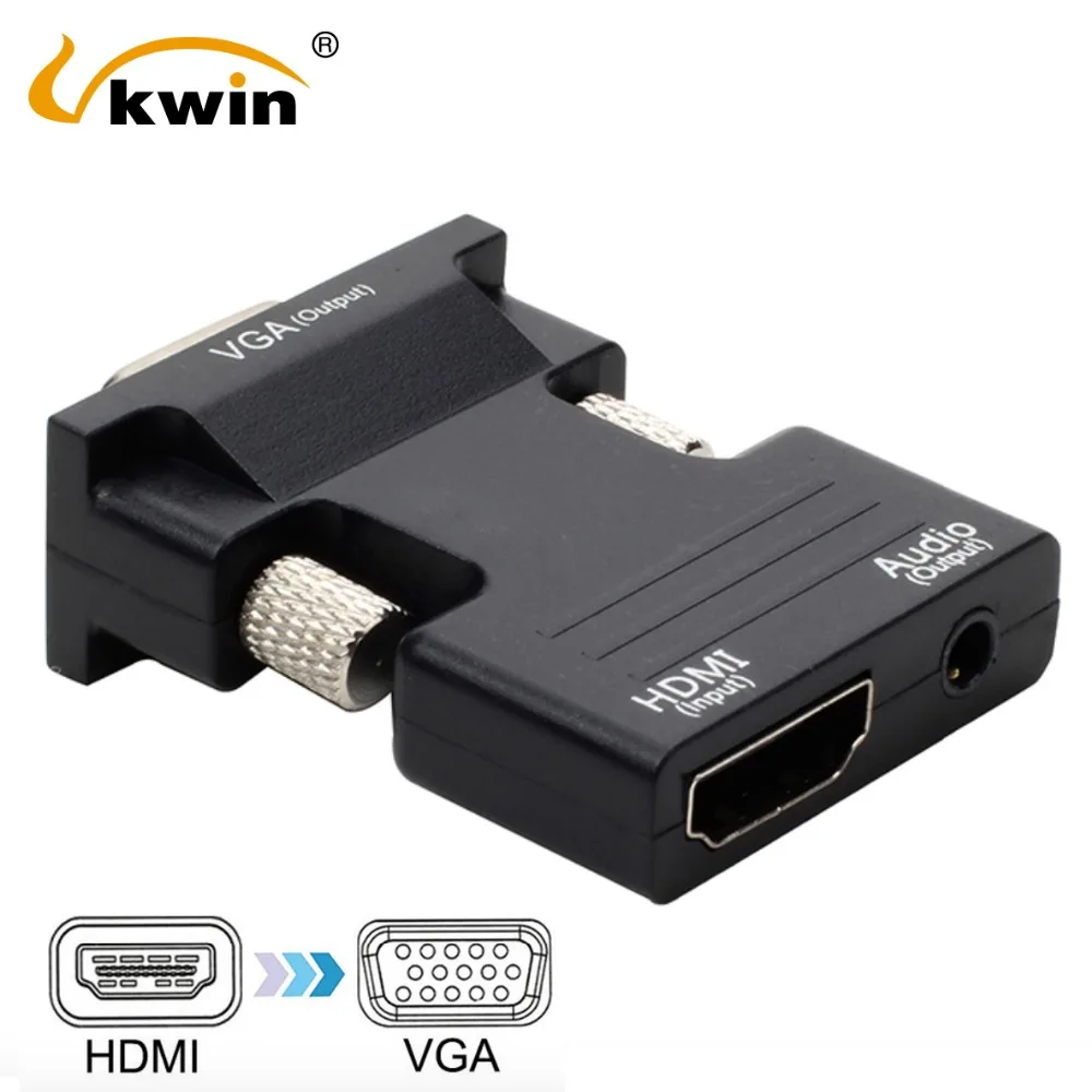

VKWIN HDMI to VGA Adapter Female to Male 1080P Digital To Analog Audio Video Converter Cable for PC Laptop TV Box Projector