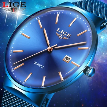 

LIGE Mens Watch Waterproof Date Calendar Analogue Wristwatches Mens Business Casual Quartz Watches For Man Clock Reloj Hombre