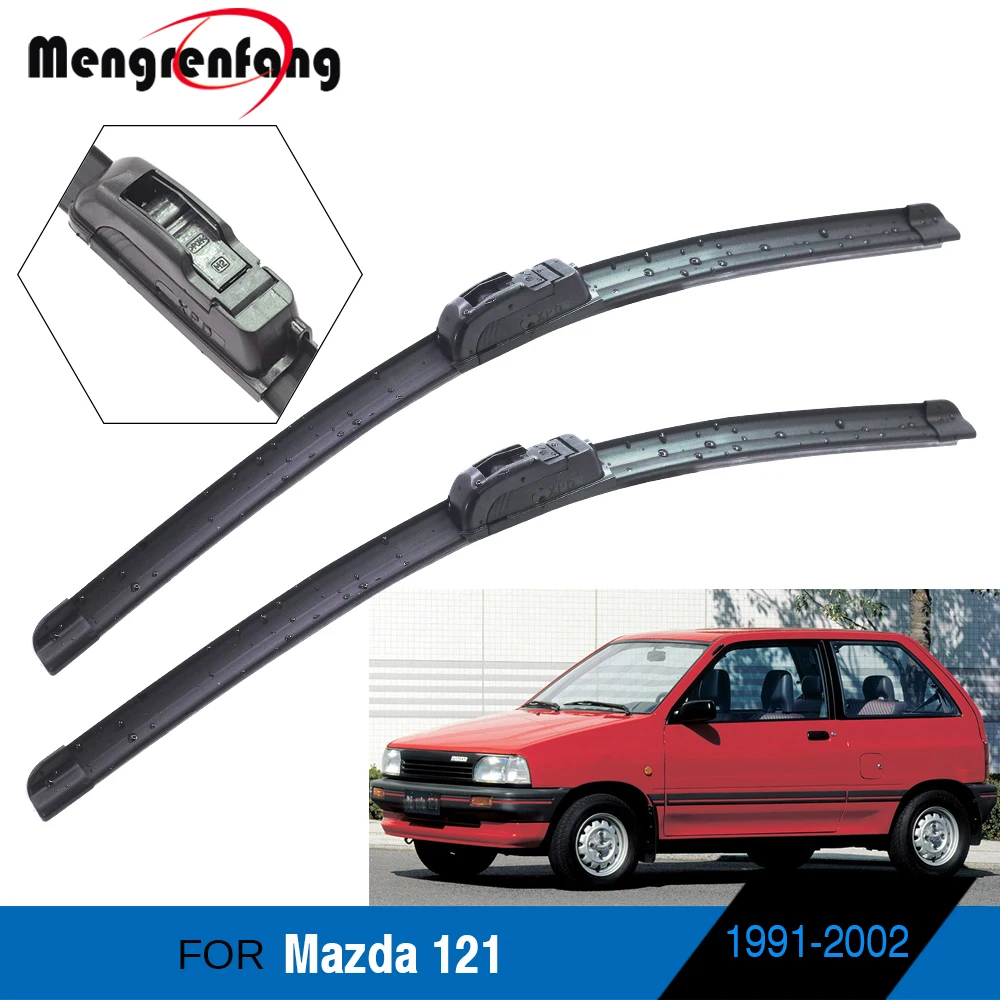 

For Mazda 121 Car Accessories Front Windscreen Wiper Blades Soft Rubber Wiper J Hook Arms 1991-2002