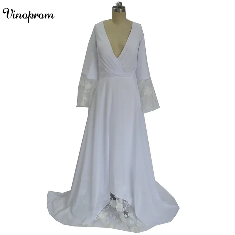 

Luxury A-line Wedding Dresses 2018 Chiffon Lace Long Sleeves Bridal Gowns Custom Made Vestido De Novias Princess