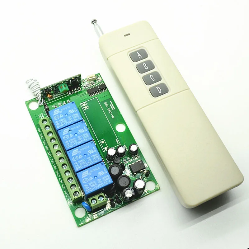 

AC 220V-380 4CH 10A Relay Wireless Remote Switch Light Lamp LED Motor Machine RF Receiver Transmitter Switch 315/433M