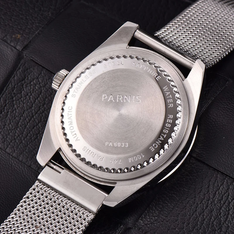 45 мм Parnis Мужские механические часы ультра тонкие 316L нержавеющая группа керамические самоветер автоматические часы Miyota8215