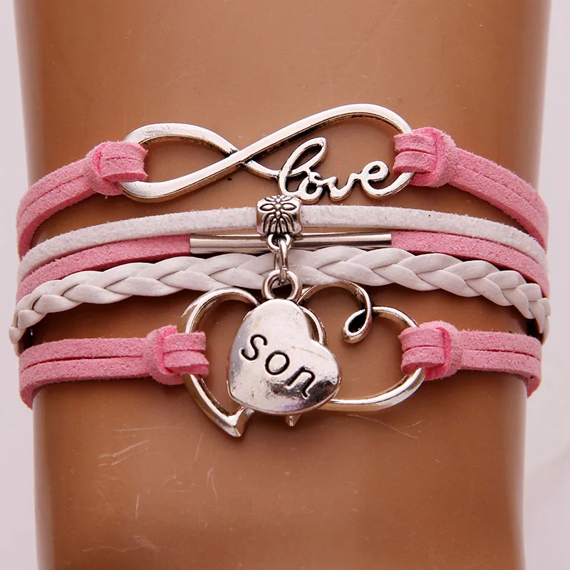 Infinity Love Son Bracelets Handmade Wrap Rope Heart Son charm Bracelet
