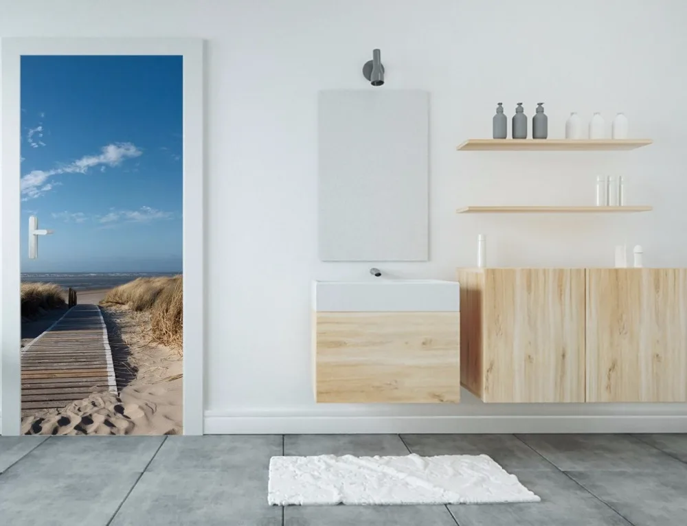 3d Seaside Beach Lane Customize Door Mural Wallpaper Mural Wall Print