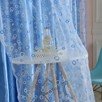 

100x200cm Window Curtains Circle Bubble Printed cortinas Tulle Voile Door Balcony Sheer Panel Screen Curtains for Living Room