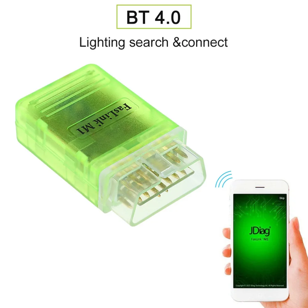 

JDiag Faslink M1 Wi-Fi BT 4.0 Car Diagnostic Scanner OBDII Code Reader Fault Code Cleaner Engine Light OBD Scan Tool for iPhone