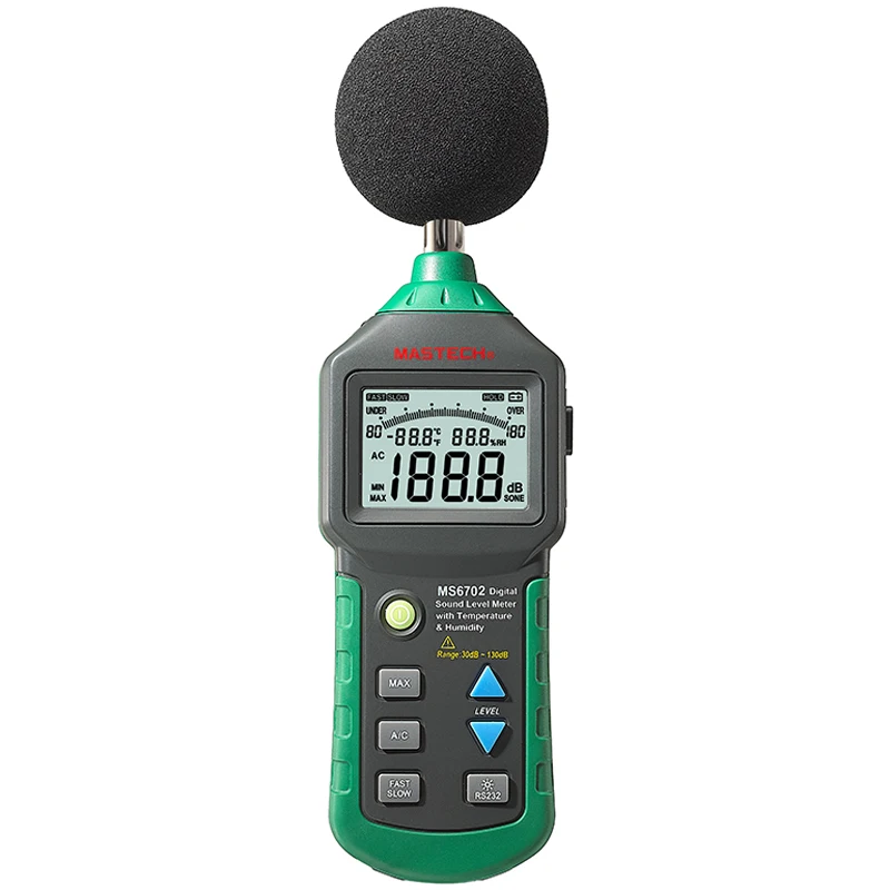 MASTECH MS6702 Digital Sound Level Meter Noise Meter dB Decible Meter Tester Temperature Humidity Meter Thermometer