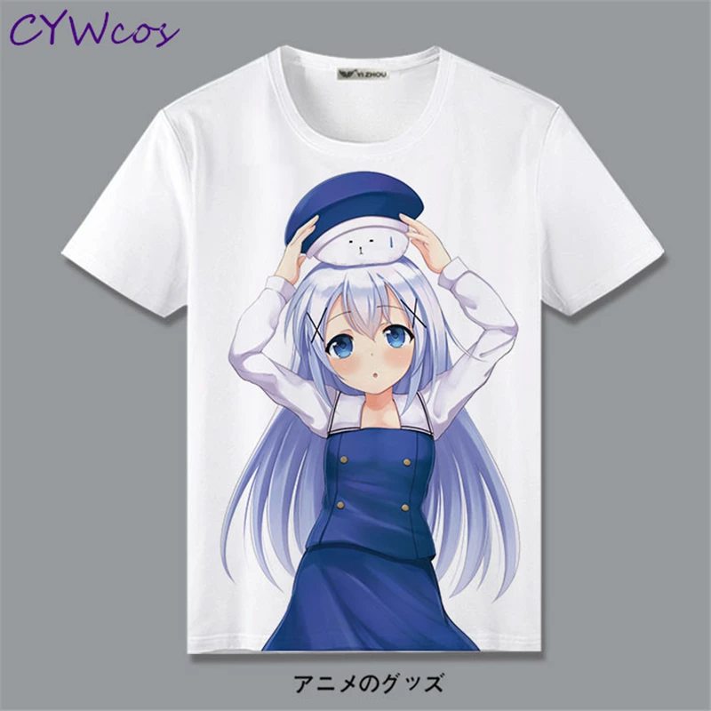 Женская футболка с коротким рукавом летняя рисунком кролика дома кафuu Chino Hoto Kokoa