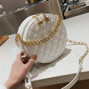 

Round Chain women bags quilted Tassel star messenger totes luxury designer ladies 2019 leather handbag crossbody shoulder famous
