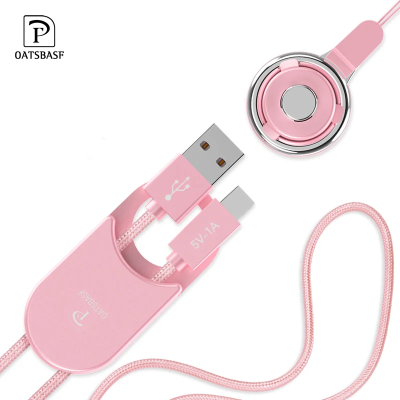 

Oatsbasf USB Cable for iPhone X 7 8 6 6s plus Micro Usb Type C Charging cable for Samsung S9 Mobile Phone Charger lanyard Cable