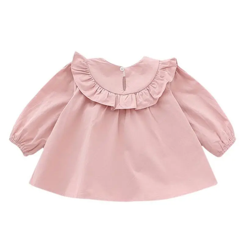 

Baby Girls Autumn Ruffle Shirt Long Sleeve Infant Girls Blouse Lotus Collar Kids Girl Tops Outwear Pink White Yellow For 9-48M
