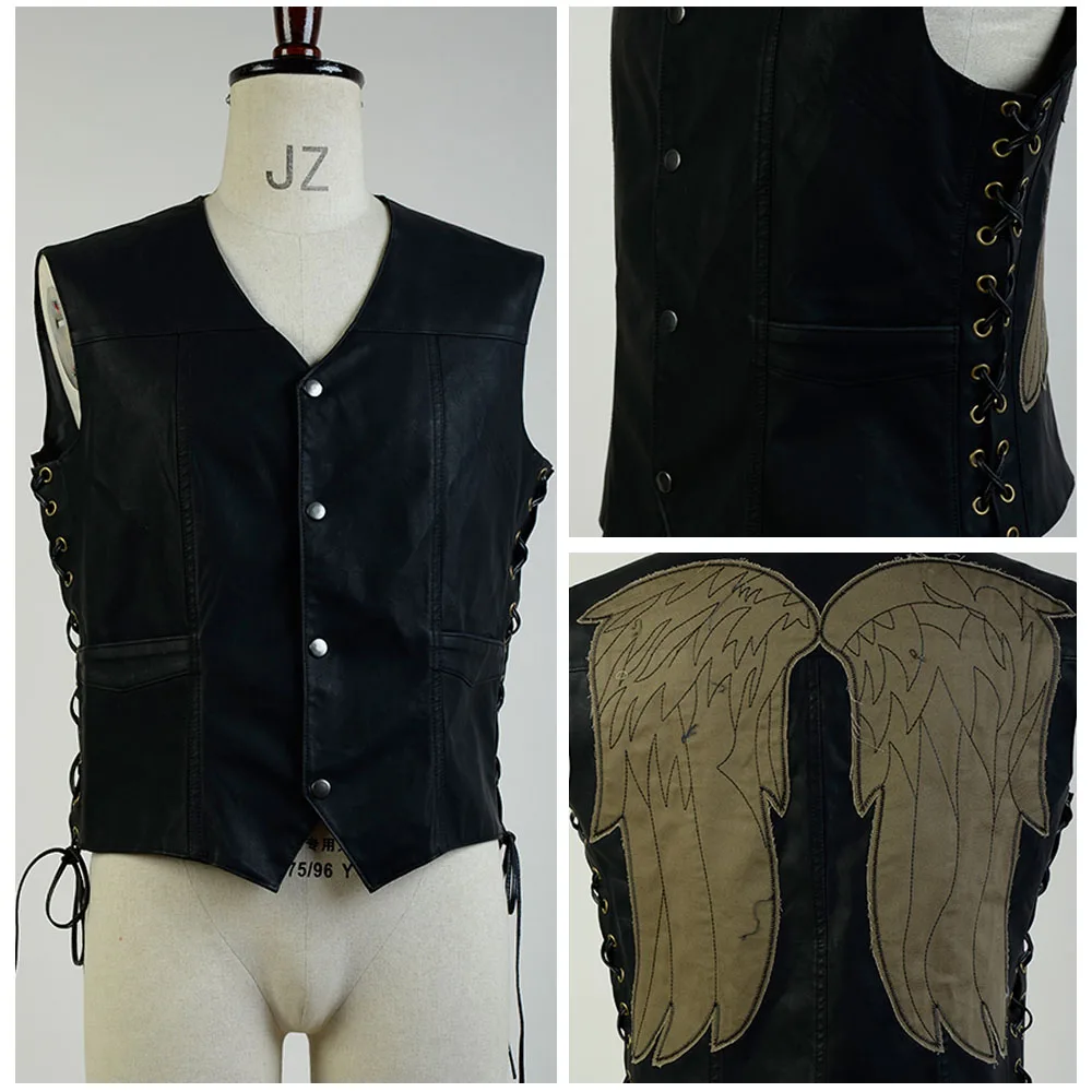

The Walking Dead Governor Daryl Dixon Angle Wings Cosplay Costume Adult Men Vest Jacket Free Shipping