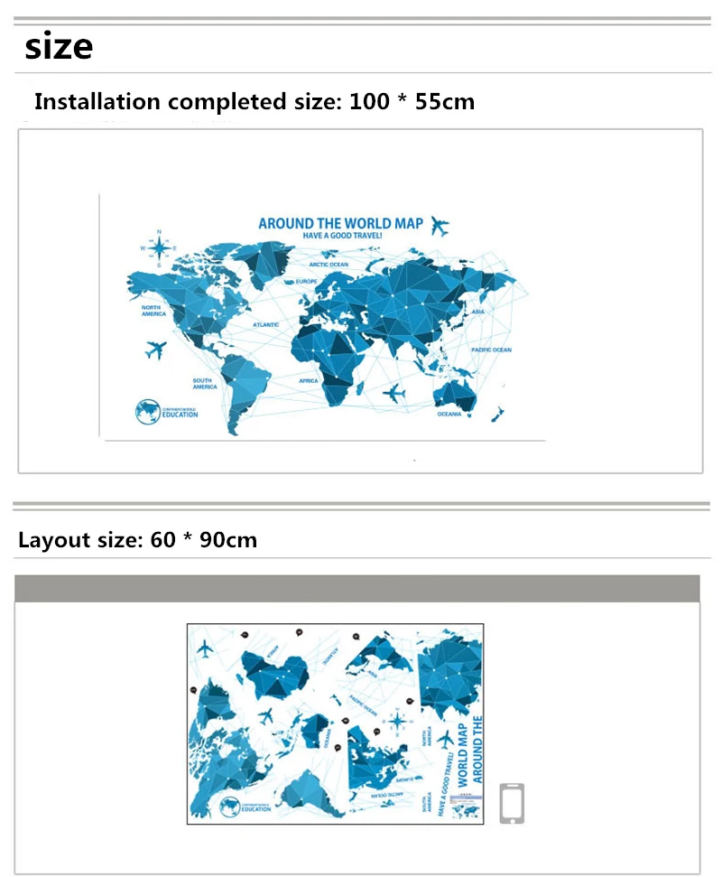 Виниловые настенные украшения для гостиной комнаты с изображением карты мира и технологий, настенные Стикеры для спальни, художественные настенные Стикеры для комнаты и мебели