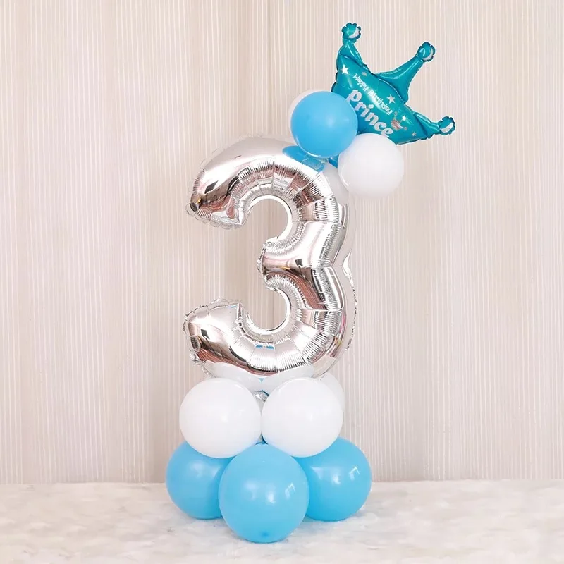 32 дюйма Корона Numeber Алюминий Фольга шар для детского День рождения Baby Shower Anniversaire Украшенные воздушные шары - Цвет: 3