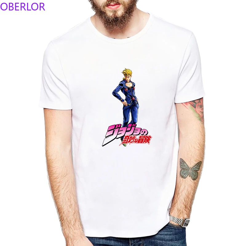 

Jojos Bizzare Adventure 100% Cotton Comfortable Men's T Shirt White Anime Top Cool T Shirt Men Funny Short Sleeve Tee Shirts