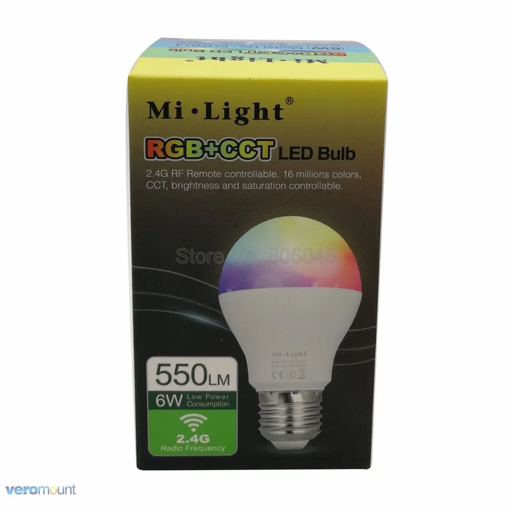 Milight WiFi светодио дный лампы, MR16 GU10 E14 E27 4 Вт 5 Вт 6 Вт 9 Вт 12 Вт RGB + CCT светодио дный лампы 2,4 ГГц Беспроводной удаленного Управление и смартфонов