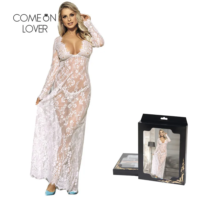 

Comeonlover Princess Collection Nightgown Dress Long Sleeve Wedding Lace Sexy Women Nightie Dress Maxi Female Sleepwear RT80497