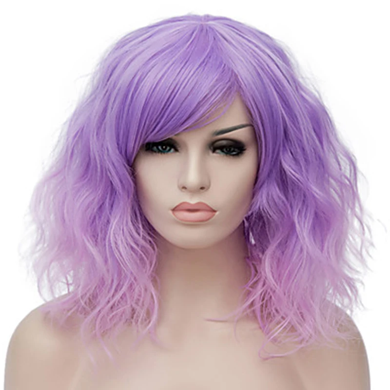 HAIRJOY женский разноцветный синтетический парик средней длины кудрявый Красный Розовый Фиолетовый Черный Зеленый Коричневый Оранжевый парик для косплея