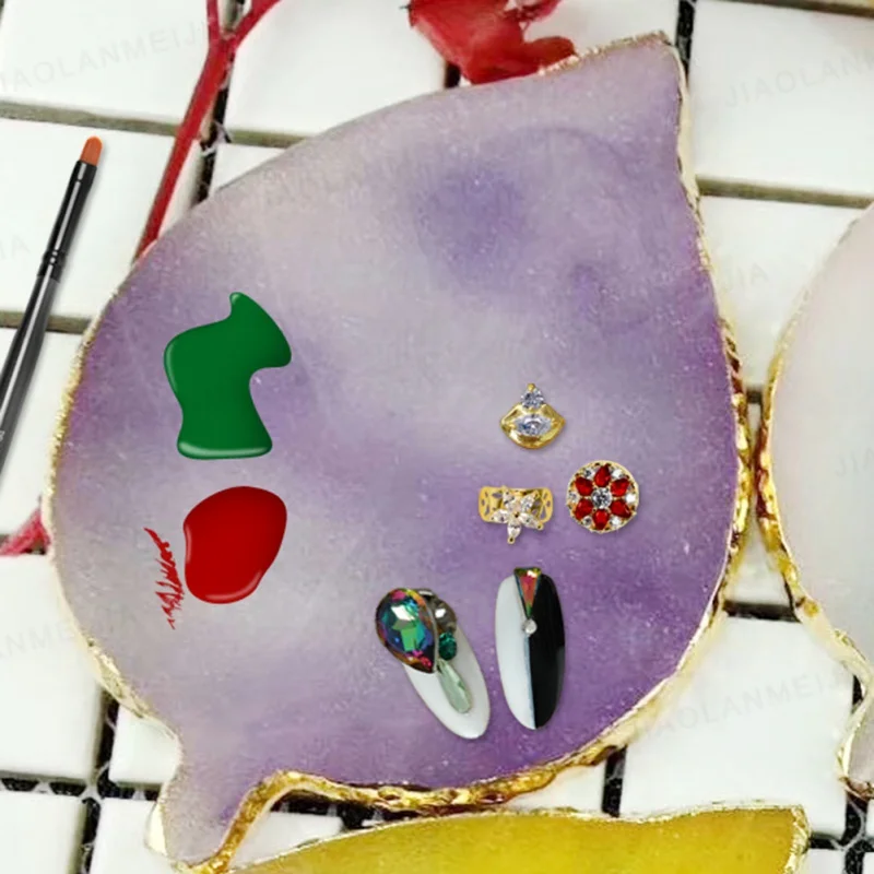 

Leaf-shaped Resin Agate Piece Jewelry Display Board Nail Palette Photography Props Romantic Atmosphere