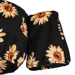 Droppshiping повседневный комплект из 2 предметов для женщин с принтом подсолнуха летний топ с открытыми плечами шорты пляжная одежда dg88