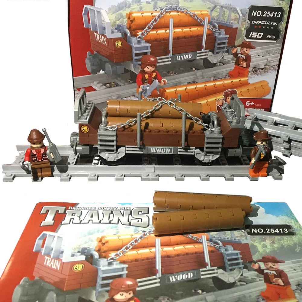 Model building kits compatible with lego city trains rails 021 3D blocks Educational model building font