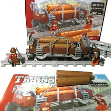 Model building kits compatible with lego city trains rails 021 3D blocks Educational model building font