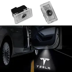 2X автомобиля светодио дный лазерный проектор подсветка в дверь для Tesla модель 3 s X Автомобиля надверный фонарь с логотипом