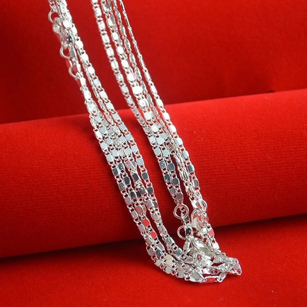 1PC Silver Plated Necklace Fine Fashion Cute 16" Inches Silver Plated