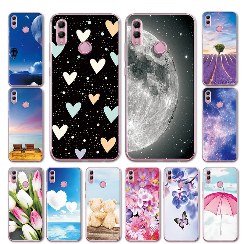 

For Huawei Honor 10 Lite Silicone Phone Case Cover Moon Style Back CoversLove Heart PSmart Case For Huawei P Smart 2019 Bags