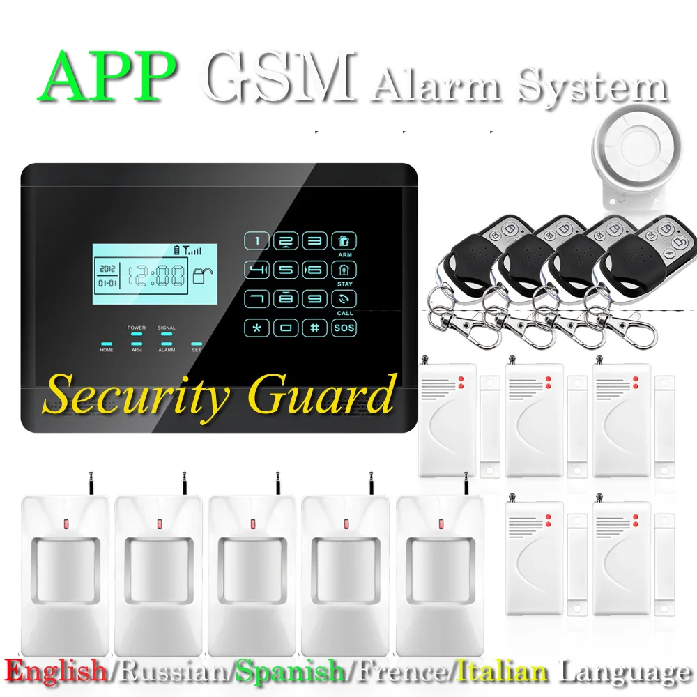 Wireless Home Burglar Security GSM Alarm System 433MHz Touch Keyboard  Compatible English/ Russian/Spanish/ French/Italian Menu-in Alarm System  Kits from ...