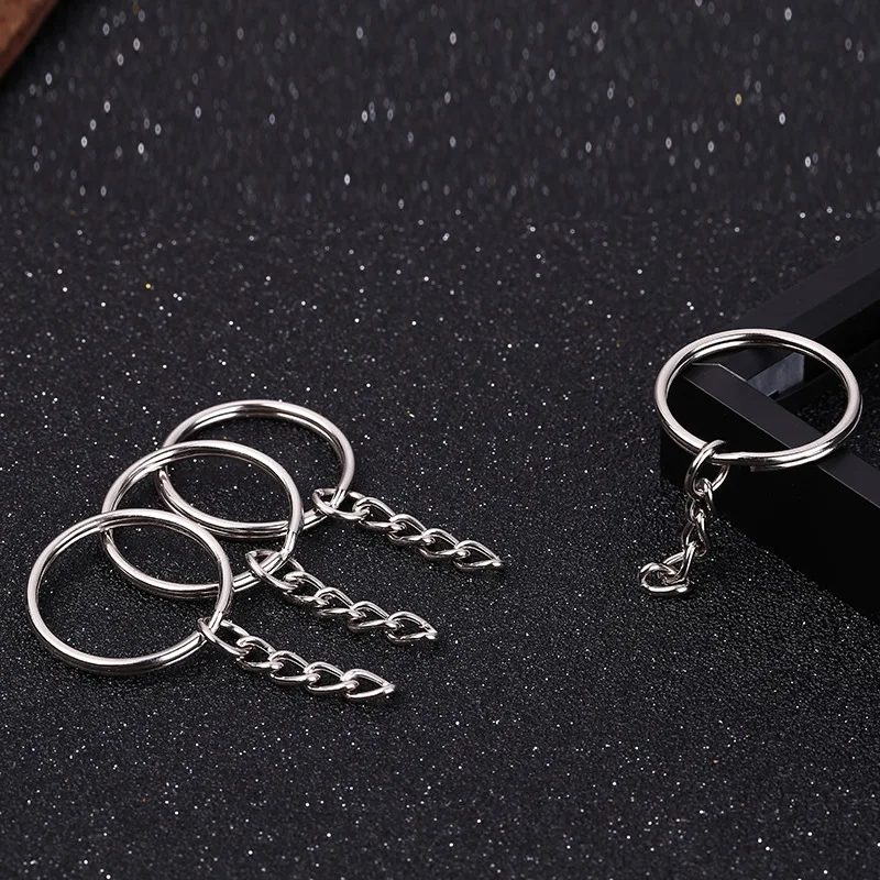 50pcs 28mm Dia Silver Tone Metal Split Ring Key Keychain Keyring