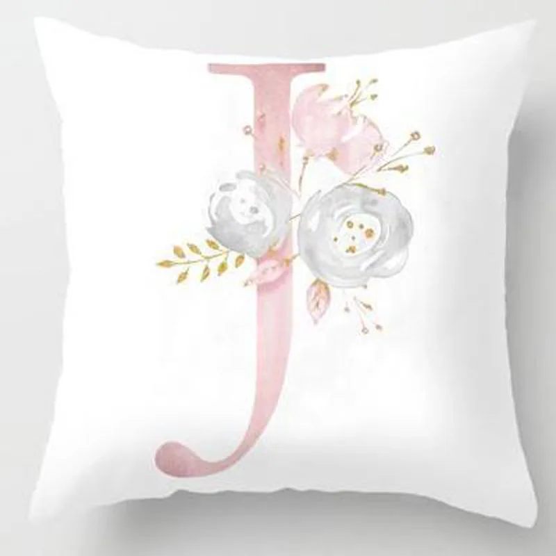 45*45cm Exquisite Alphabet Print Pillow Case Polyester Non-Toxic Washable Hidden Zipper Closure Pillowcase PP25