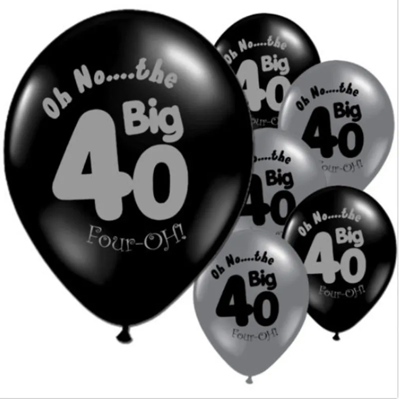 

10pcs/Lot Black Silver 40th Birthday 40 Pearlised Latex Balloons 50th Birth Celebration Decorate